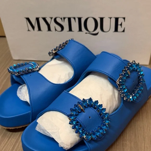 Mystique Boutique Royal Blue Embellished Sandals - Picture 4 of 7